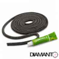 Szczeliwo szklane do pieca CZARNE 6mm (2,5m) + klej DIAMANTO