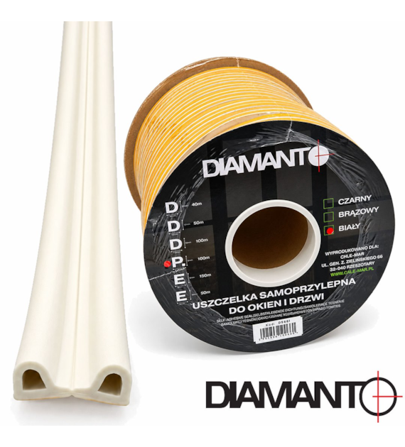 Uszczelka PROFIL  P  9x5,5mm biała 100m DIAMANTO