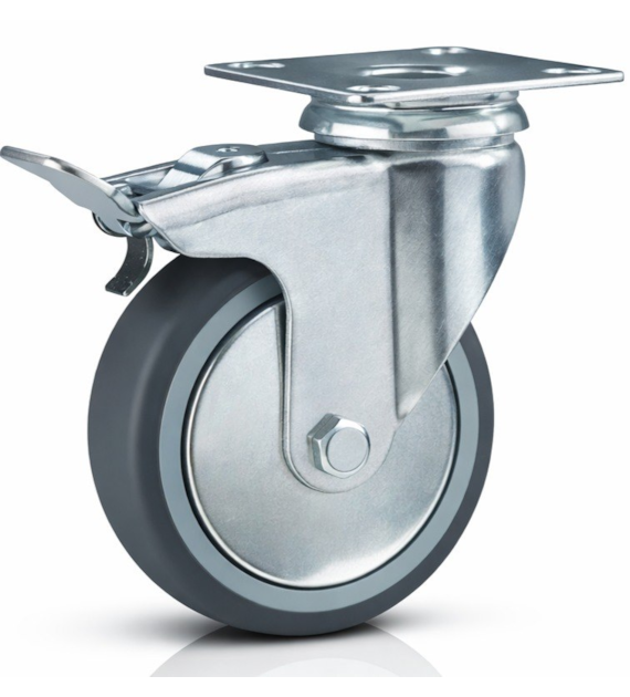 Kółko uniwersalne obrotowe z hamulcem,  50 mm guma TPR DIAMANTO