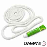 Szczeliwo szklane do pieca BIAŁE 12mm (2,5m) + klej DIAMANTO