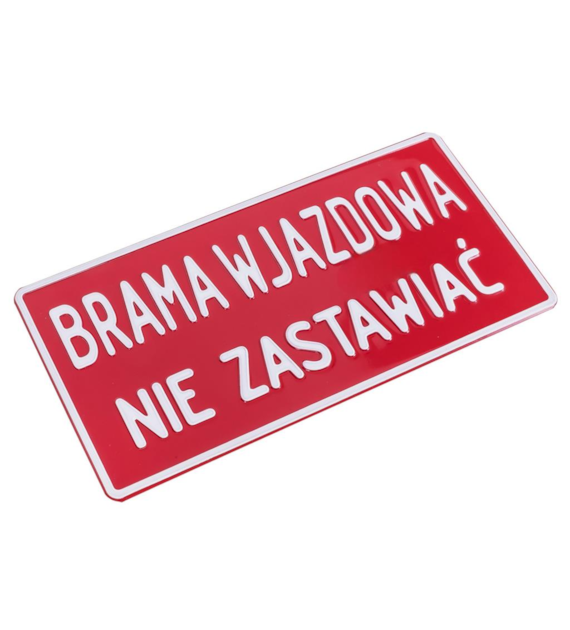 Tabliczka METALOWA 150x285mm BRAMA WJAZDOWA NIE PARKOWAĆ