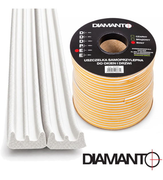Uszczelka PROFIL  E  9x4mm biała 150m DIAMANTO
