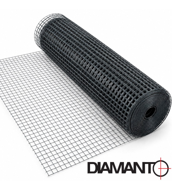 Siatka zgrzewana PCV, oczko 25x25 mm, drut 1,8 mm, 25 m x 1 m ANTRACYT (RAL7016) DIAMANTO