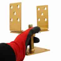 Wspornik słupa regulowany pion / poziom z blachą 0-165 mm oc. złoty