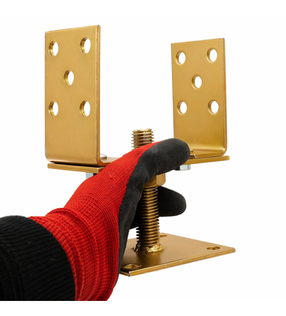 Wspornik słupa regulowany pion / poziom z blachą 0-165 mm oc. złoty