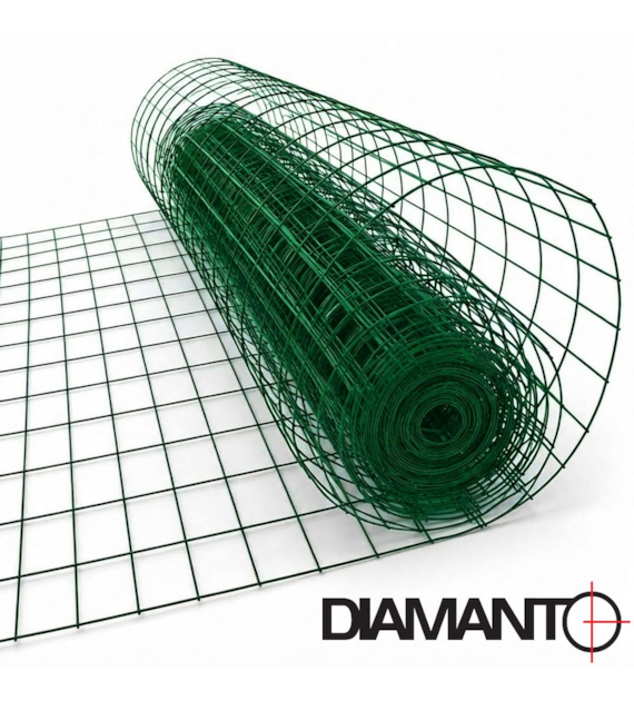 Siatka zgrzewana PCV, oczko 50x100 mm, drut 2,2 mm, 15 m x 1,2 m DIAMANTO