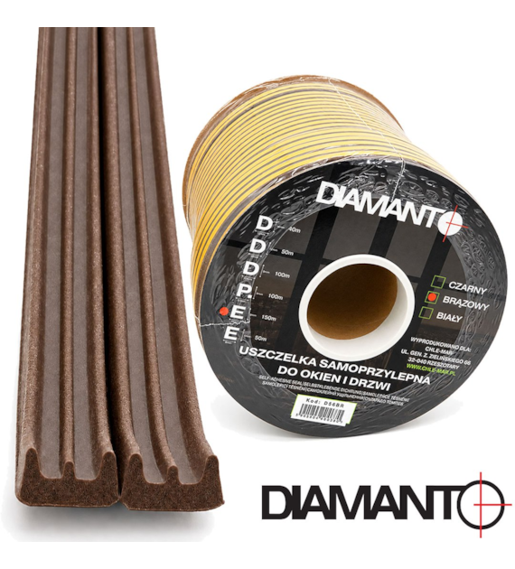 Uszczelka PROFIL  E  9x4mm brązowa 150m DIAMANTO