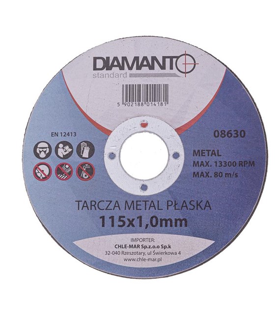 Tarcza metal płaska 115x1,0mm DIAMANTO STANDARD