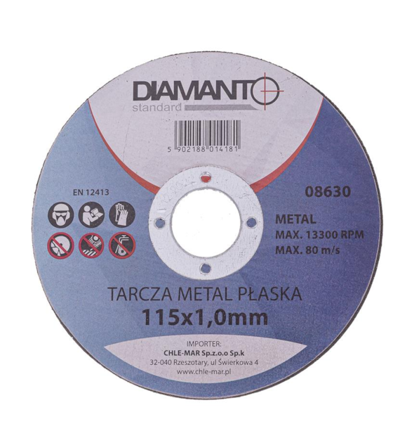 Tarcza metal płaska 115x1,0mm DIAMANTO STANDARD