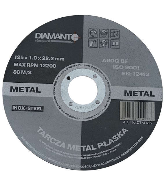 Tarcza metal płaska 125x1,0mm DIAMANTO STANDARD