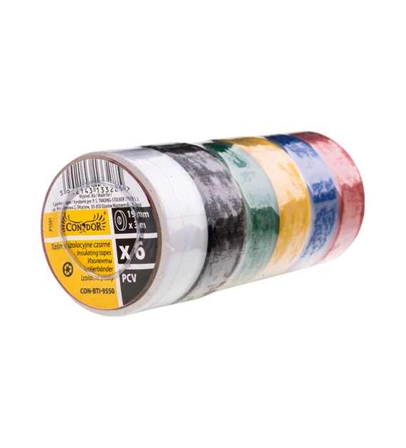Taśmy izolacyjne 0,13 x 19 mm, 3 m, kolorowe, 6 szt