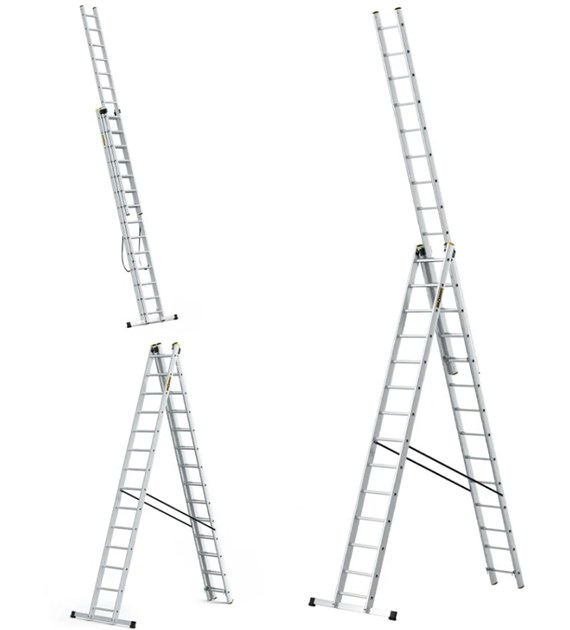 Drabina 3-elementowa aluminiowa 3x14 szczebli 150kg
