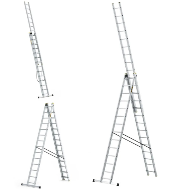 Drabina 3-elementowa aluminiowa 3x14 szczebli 150kg