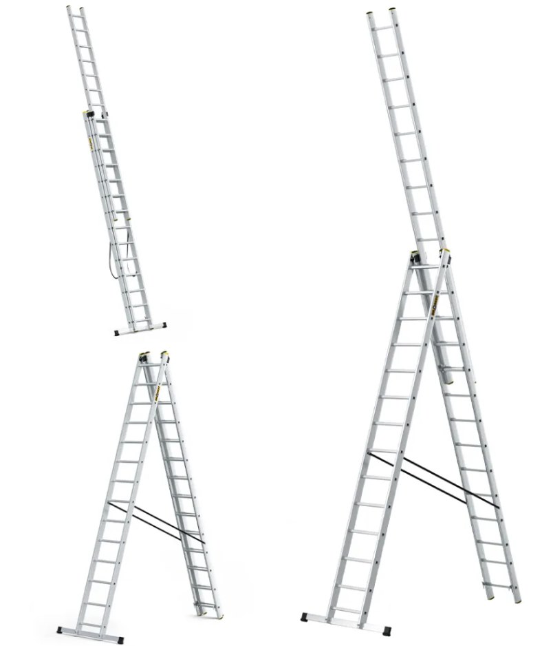 Drabina 3-elementowa aluminiowa 3x14 szczebli 150kg