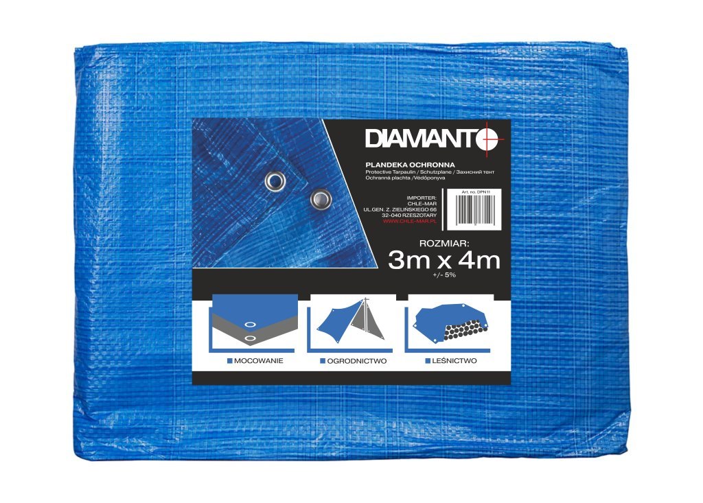 Plandeka niebieska 3 x 4m DIAMANTO