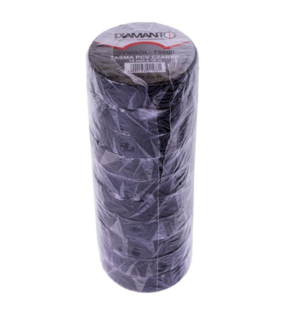 Taśma PCV 19mmx10m czarna 10 szt DIAMANTO