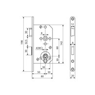 Zamek drzwiowy wpuszczany GERDA 60/50 klucz