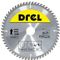 Piła tarczowa DREL CV do drewna ze spiekiem 200 x 30 mm 60T