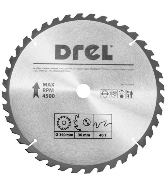 Piła tarczowa DREL CV do drewna ze spiekiem 350 x 30 mm 40T