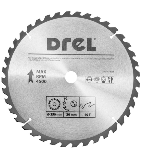 Piła tarczowa DREL CV do drewna ze spiekiem 350 x 30 mm 40T