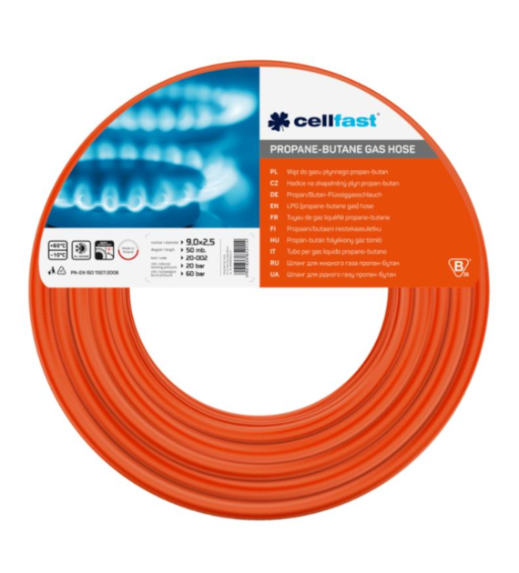 Wąż do gazu propan butan 9,0x2,5mm 50 m