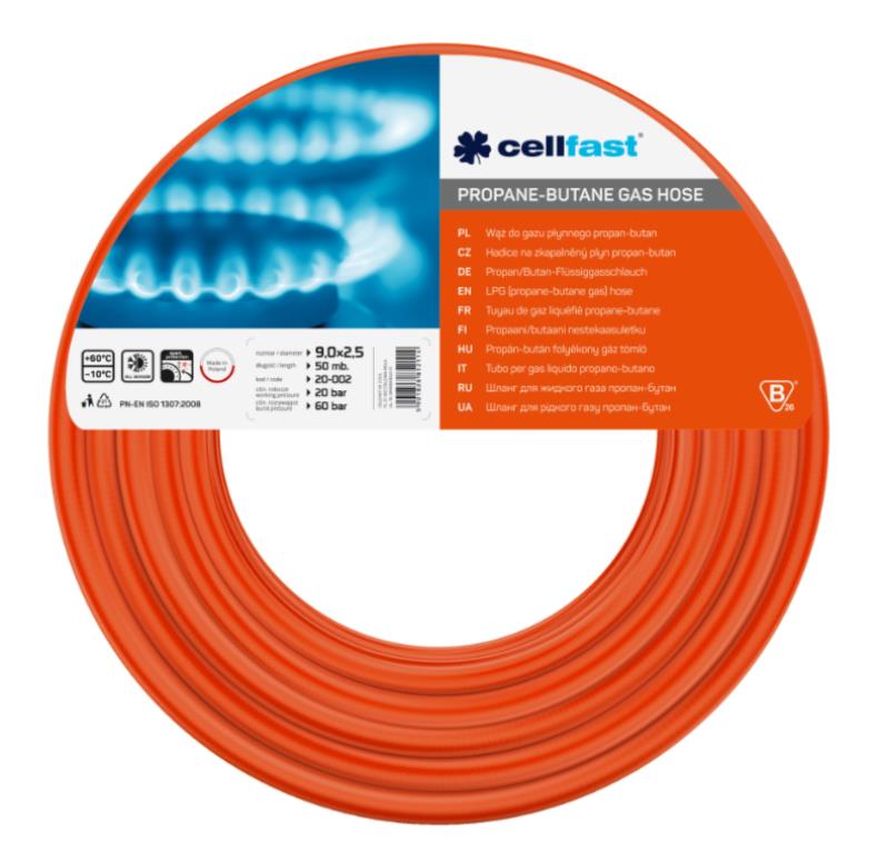 Wąż do gazu propan butan 9,0x2,5mm 50 m