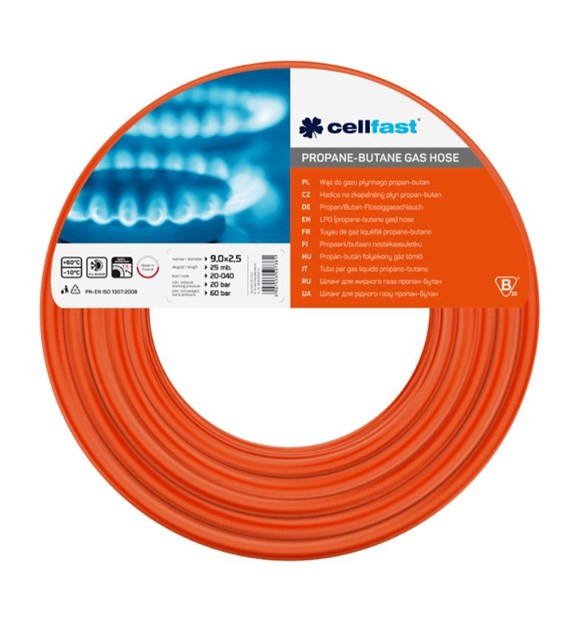 Wąż do gazu propan butan 9,0x2,5mm 25 m