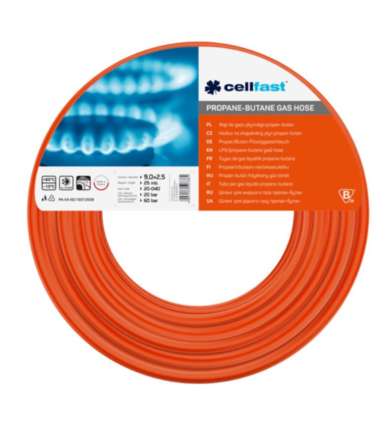 Wąż do gazu propan butan 9,0x2,5mm 25 m