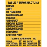 Tablica informacyjna budowlana 90x70cm duża