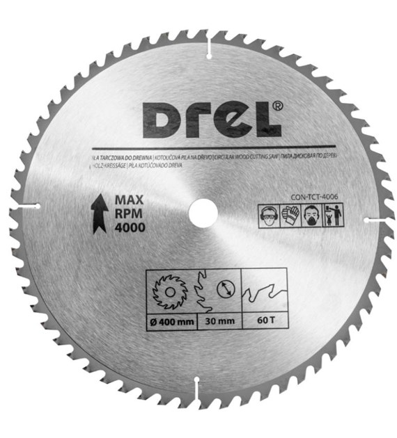 Piła tarczowa DREL CV do drewna ze spiekiem 400 x 30 mm 60T