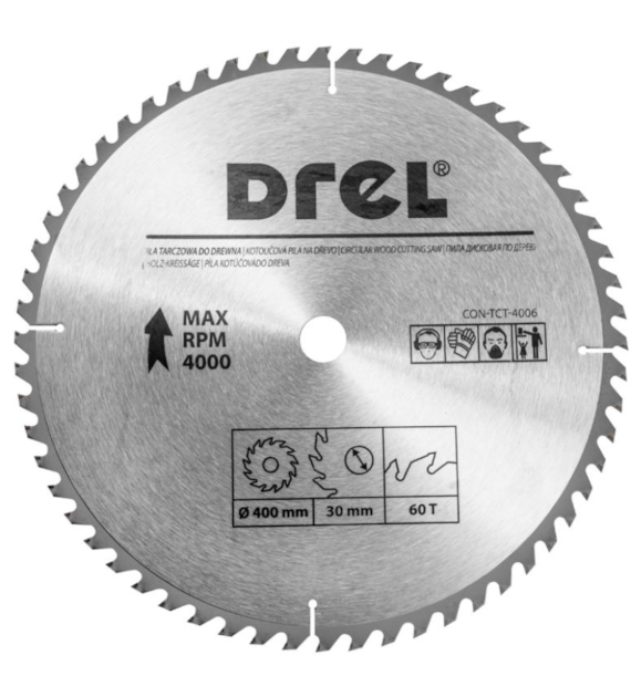 Piła tarczowa DREL CV do drewna ze spiekiem 400 x 30 mm 60T