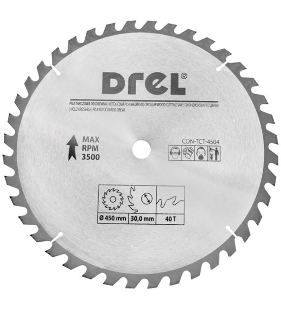 Piła tarczowa DREL CV do drewna ze spiekiem 450 x 30 mm 40T