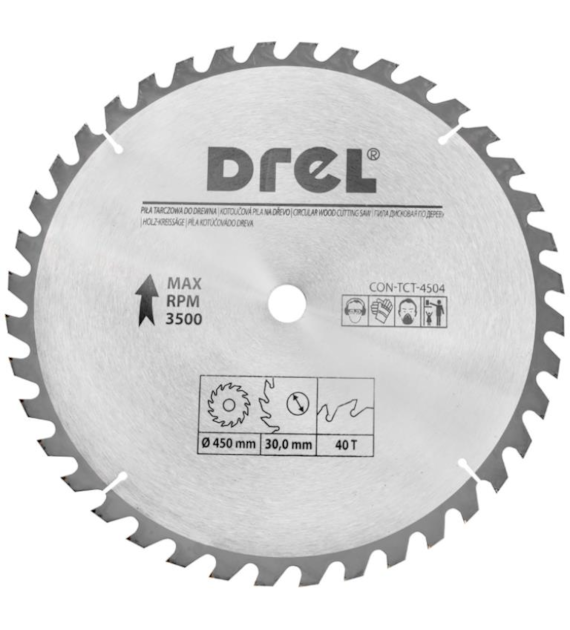 Piła tarczowa DREL CV do drewna ze spiekiem 450 x 30 mm 40T