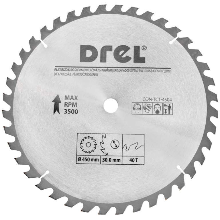 Piła tarczowa DREL CV do drewna ze spiekiem 450 x 30 mm 40T