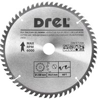 Piła tarczowa DREL CV do drewna ze spiekiem 250 x 30 mm 60T