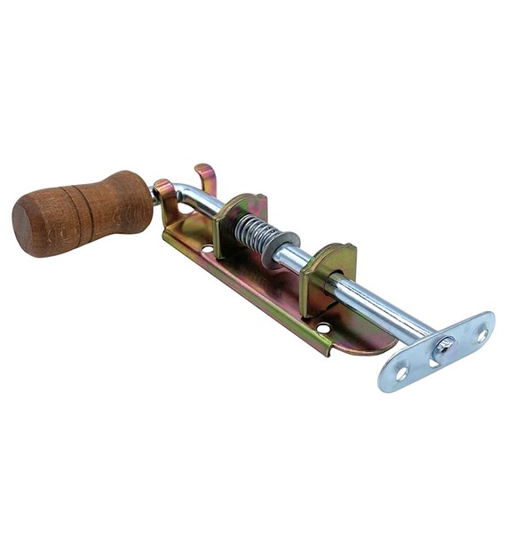 Zasuwka sprężynowa WĄSKA+drewno 100 mm ocynk