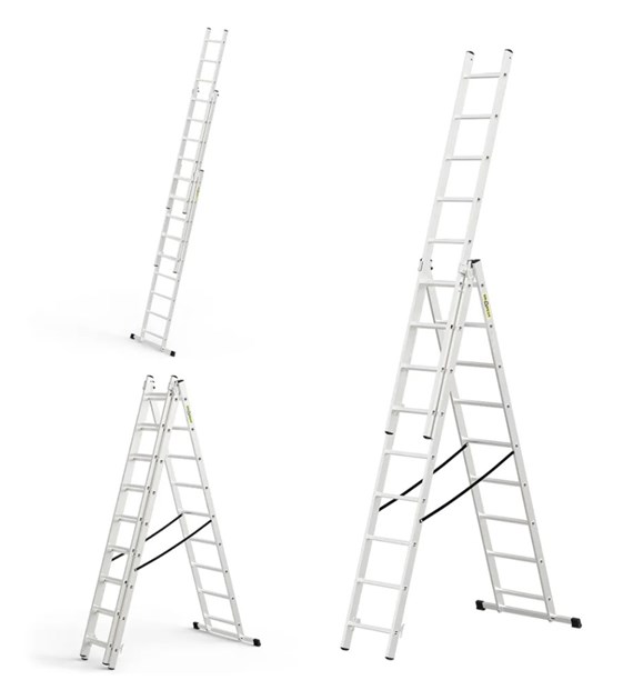 Drabina 3-elementowa aluminiowa 3x10 szczebli 150kg