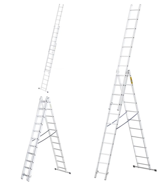 Drabina 3-elementowa aluminiowa 3x11 szczebli 150kg