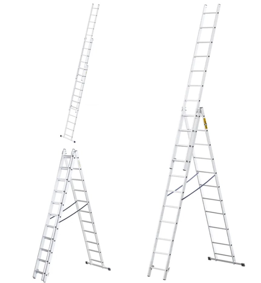 Drabina 3-elementowa aluminiowa 3x11 szczebli 150kg