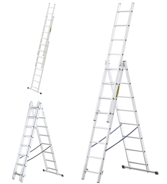 Drabina 3-elementowa aluminiowa 3x8 szczebli 150kg