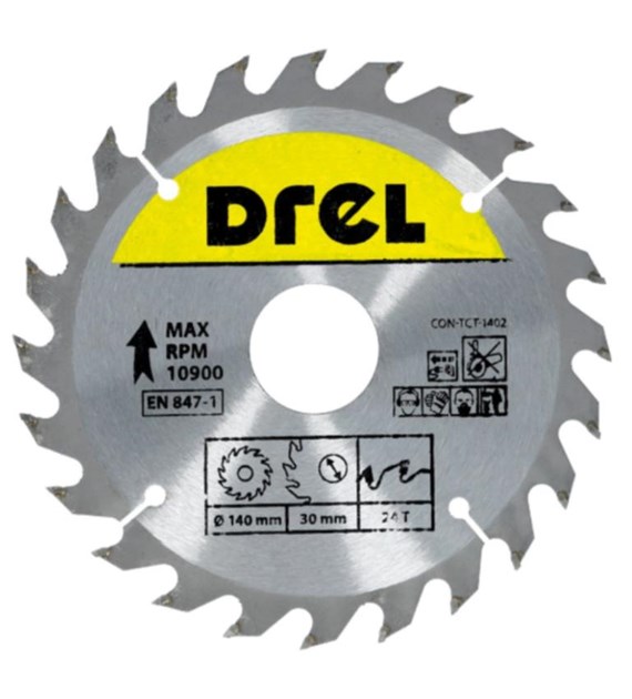 Piła tarczowa DREL CV do drewna ze spiekiem 140 x 30 mm 24T