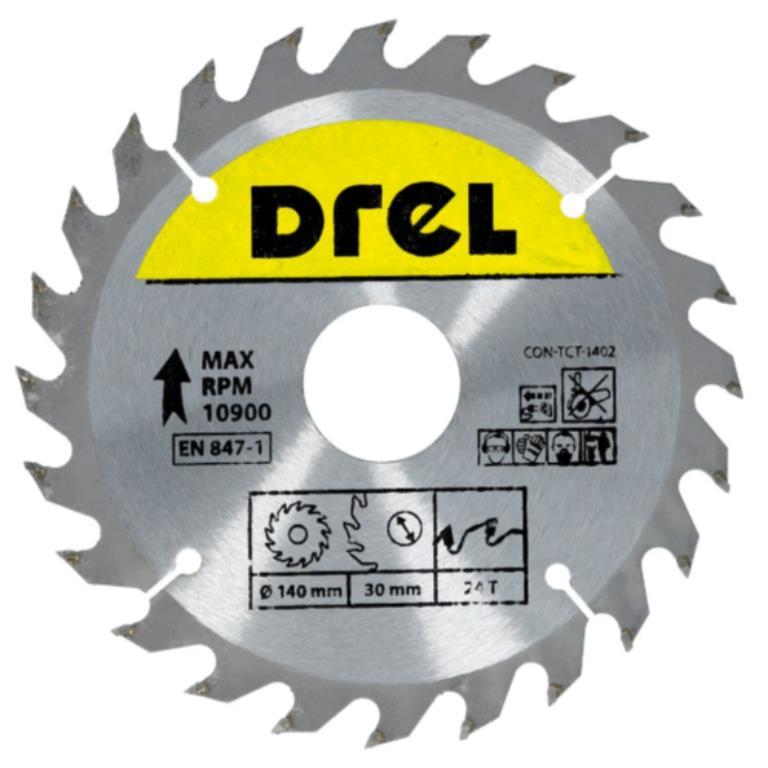 Piła tarczowa DREL CV do drewna ze spiekiem 140 x 30 mm 24T
