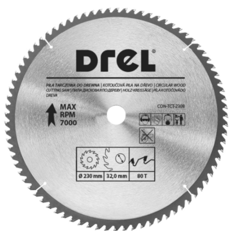 Piła tarczowa DREL CV do drewna ze spiekiem 230 x 30 mm 80T