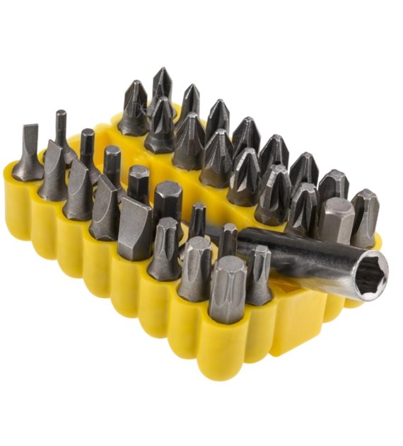 Zestaw końcówek wkrętakowych z uchwytem magnetycznym CrV - 33 szt