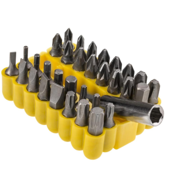 Zestaw końcówek wkrętakowych z uchwytem magnetycznym CrV - 33 szt