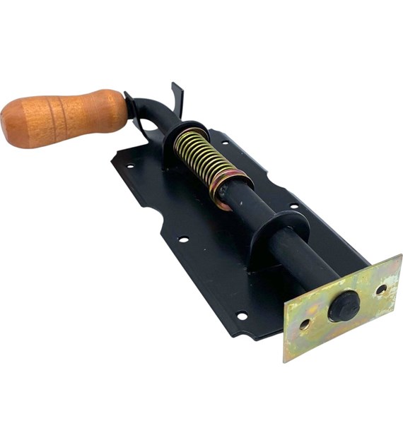 Zasuwa sprężynowa+drewno czarna 210mm mała