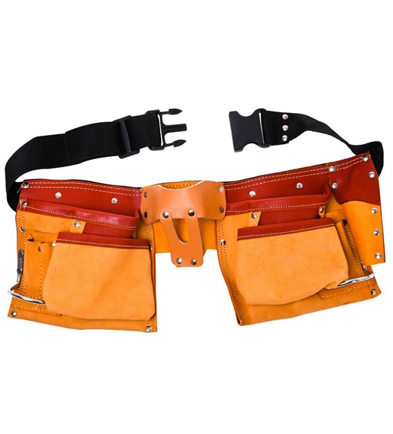 Pas monterski skórzany wzmocniony 11 kieszeni