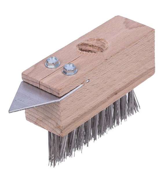 Szczotka do czyszczenia kostki brukowej ze skrobakiem