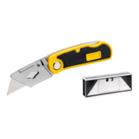 Nóż z ostrzem trapezowym 19 mm plastikowy korpus 5 ostrzy