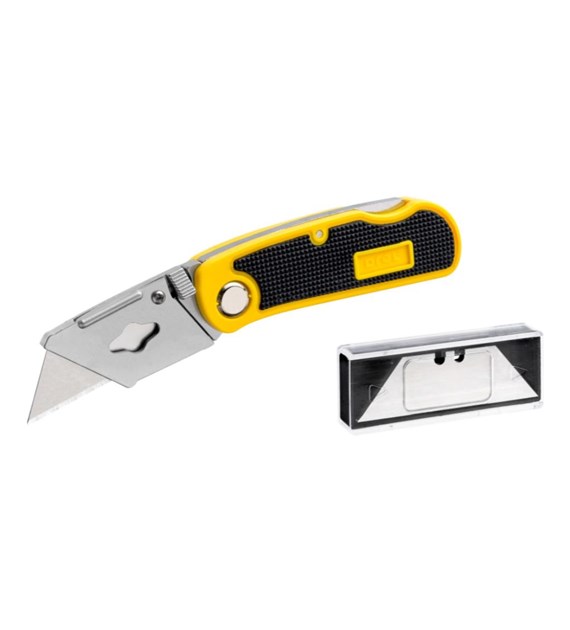 Nóż z ostrzem trapezowym 19 mm plastikowy korpus 5 ostrzy